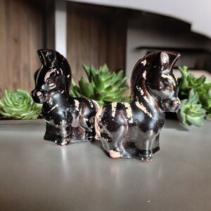 ZEBRA Vintage B&W S&P Shakers ZEBRAS Salt and Pepper hand painted Retro Japan